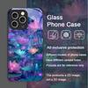 Elegante Custodia in Vetro Temperato con Motivo Floreale di Peonia Bianca per iPhone 17 16 Pro Max 15 14 13 12 11 Mini XS XR 7 8 14Plus Cover