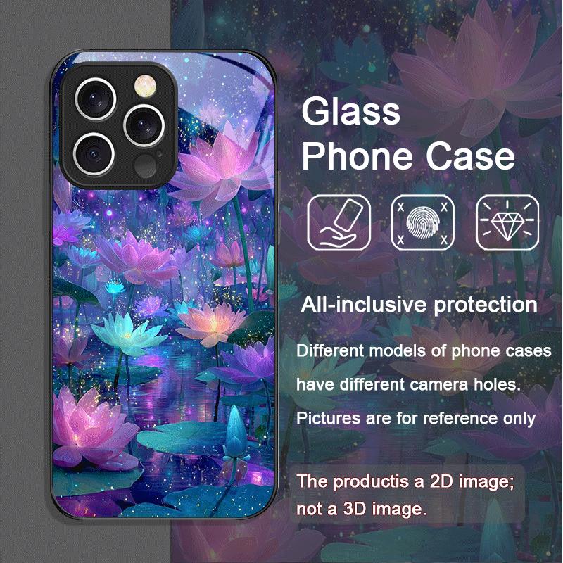 Elegante Custodia in Vetro Temperato con Motivo Floreale di Peonia Bianca per iPhone 17 16 Pro Max 15 14 13 12 11 Mini XS XR 7 8 14Plus Cover