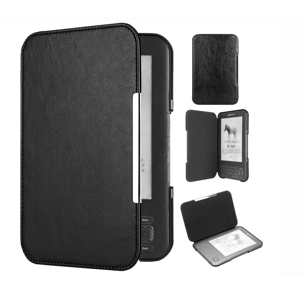 For Kindle 3 Keyboard Wi-Fi / 3G Case (D00901) 6" eBook Slim Folio PU Leather Cover For Kindle 3rd Gen Funda