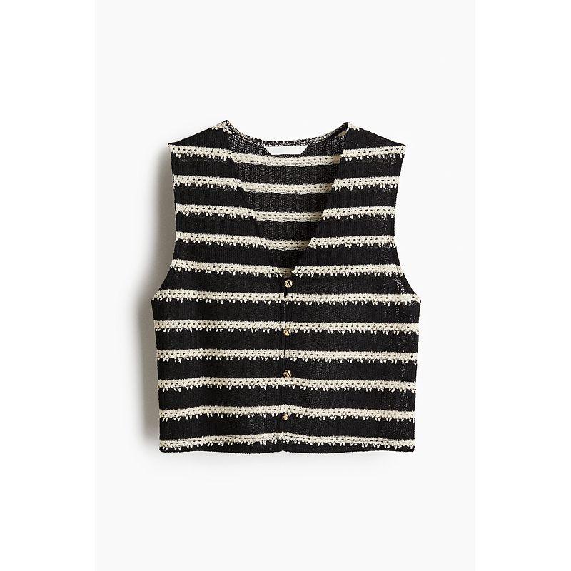 

HM Women s Waistcoat 2025 New Fashion Trendy V Neck Soft Elegant Textured Jersey Vest 1290230