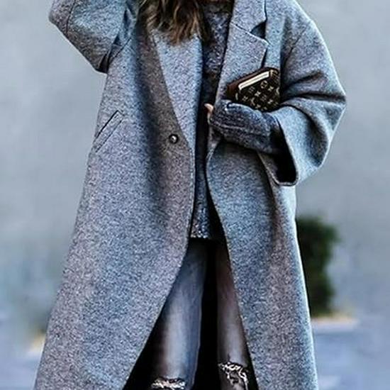 2025 Autumn/Winter Women's Solid Color Casual Wool Coat