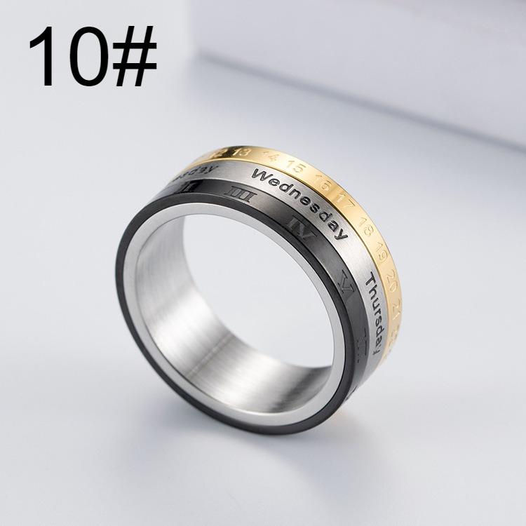 Titanium steel calendar ring, Roman numeral time ring, men's bracelet