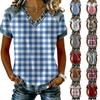 Blusa casual a rayas y cuadros estampados de moda para mujer