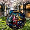 Custom Name Personalized Power Rangers Print Umbrella, Auto Open Close, 8‑Rib Sturdy Frame, Commute Camping Hiking Use, Birthday Gift
