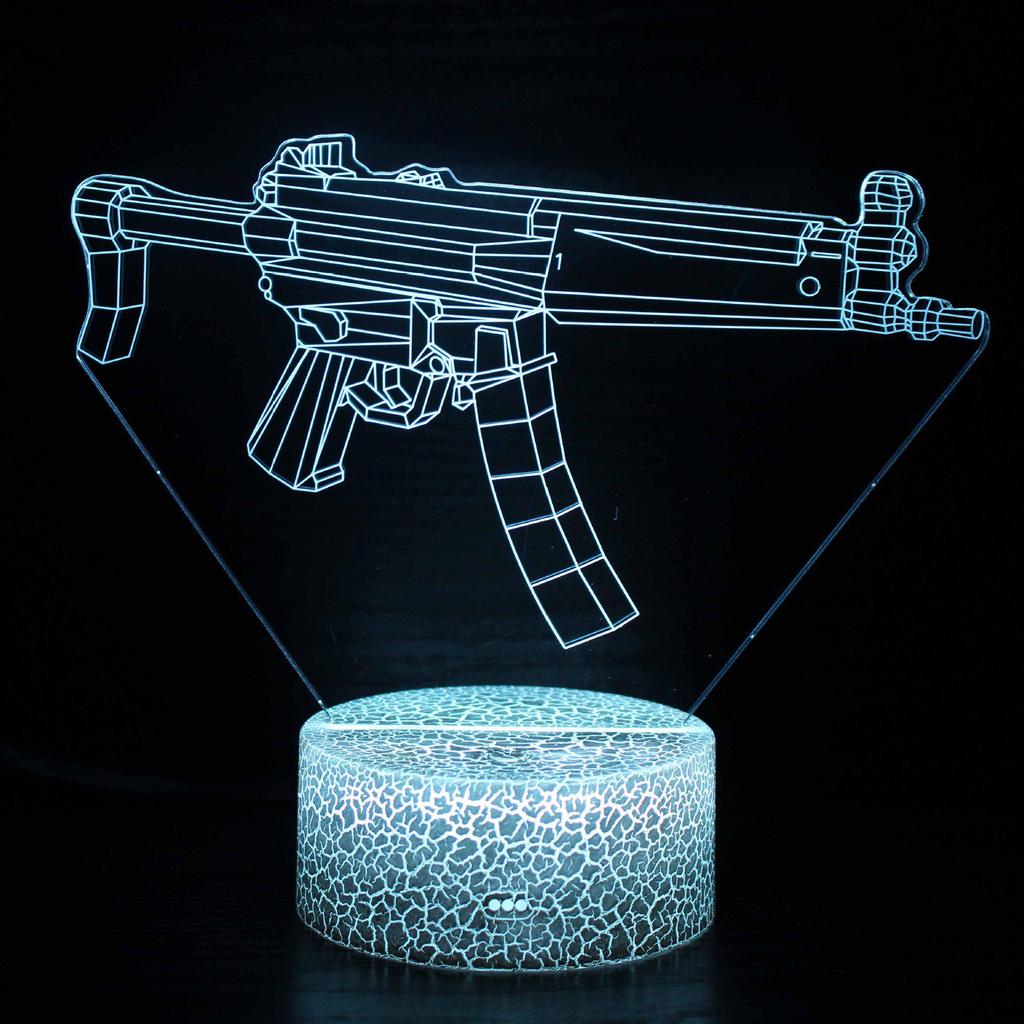 3D Gun Series Night Lamp: Seven-Color LED Desk Light with Touch and Remote Control.