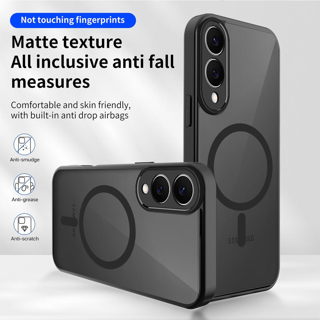For Samsung Galaxy S25 Edge Magnetic Case Skin Touch Matte Translucent PC + TPU Anti-Drop Phone Cover