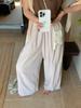 Women's Lemon Green Tea Relaxed Fit Elastic Waist Wide-Leg Pants - Slimming, Loose, Straight, Casual, Long (2026)