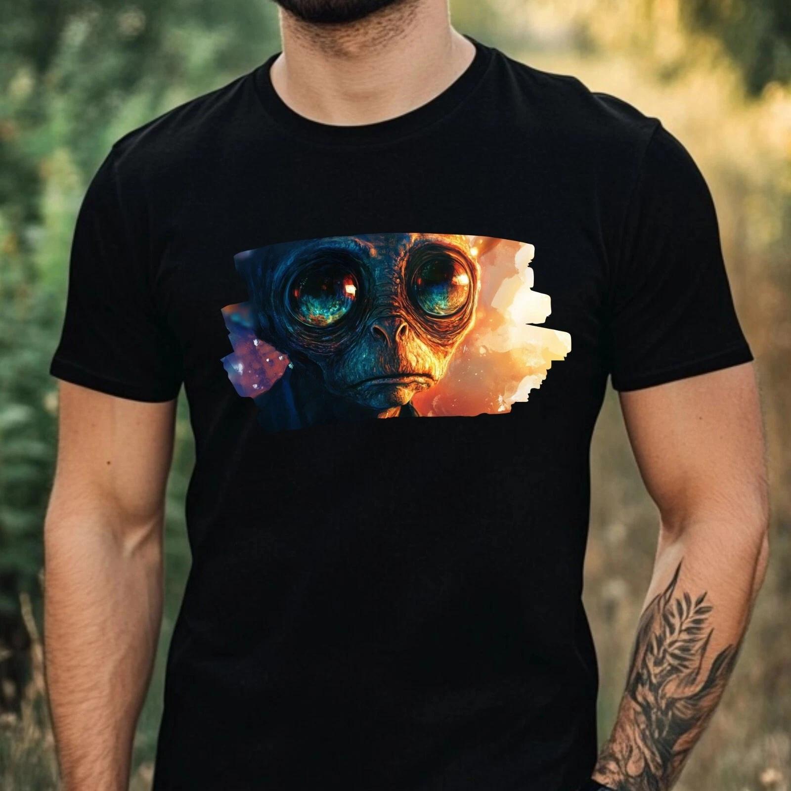 T-Shirt Herren Alien Portrait Motiv Baumwolle Größe XS bis 5XL XXXL