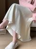 2025 New Women's High Waist Knitted A-line Pleated Midi Skirt for Autumn/Winter