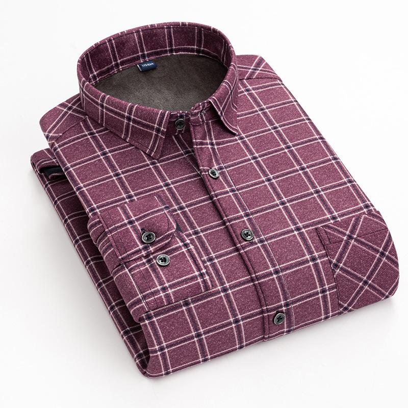Winter Sherpa Lined Flannel Shirt Jackets for Men Long Sleeve Button Down Fleece Dress Shirts Men's Casual Warm Comfortable Thermal Shirt With Pockets