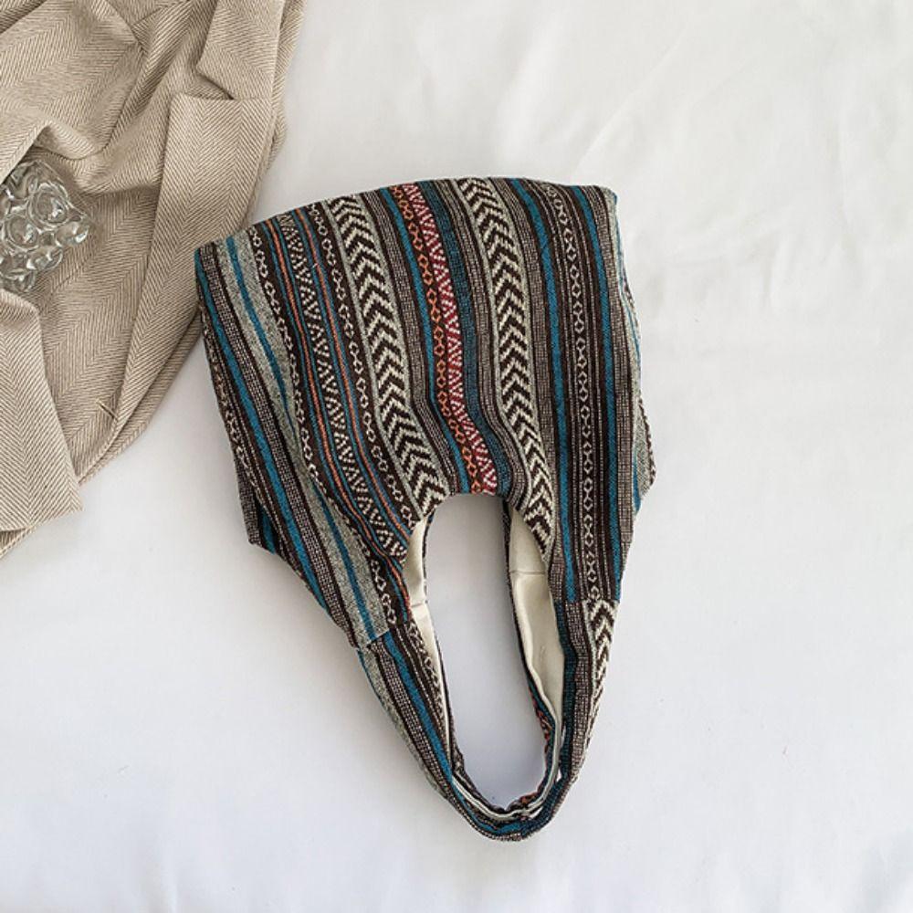 Canvas Bohemian Tote Bag Large Capacity Retro Shoulder Bag Vintage Ethnic Style Handbag  Travel