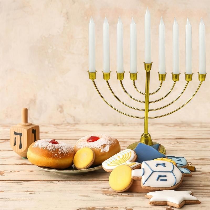 Hanukkah Candelabra Candle Holders Multi Branch Metal Menorah Elegant Jewish Candle Stand for Festives Decorations
