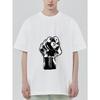 Black T Shirt with White Fist Graphic Design for Casual Wear