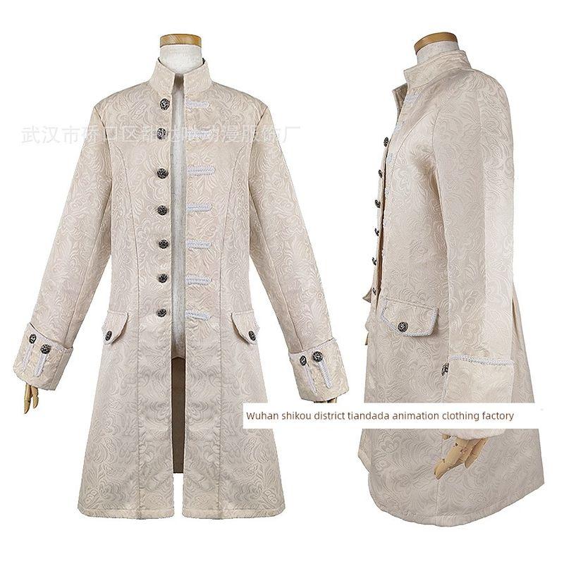 Sweet and Stylish European and American Men's Cosplay Clothing, Medieval Men's Coat, Jacket, Trench Coat, Mid-Length Retro Halloween Costume