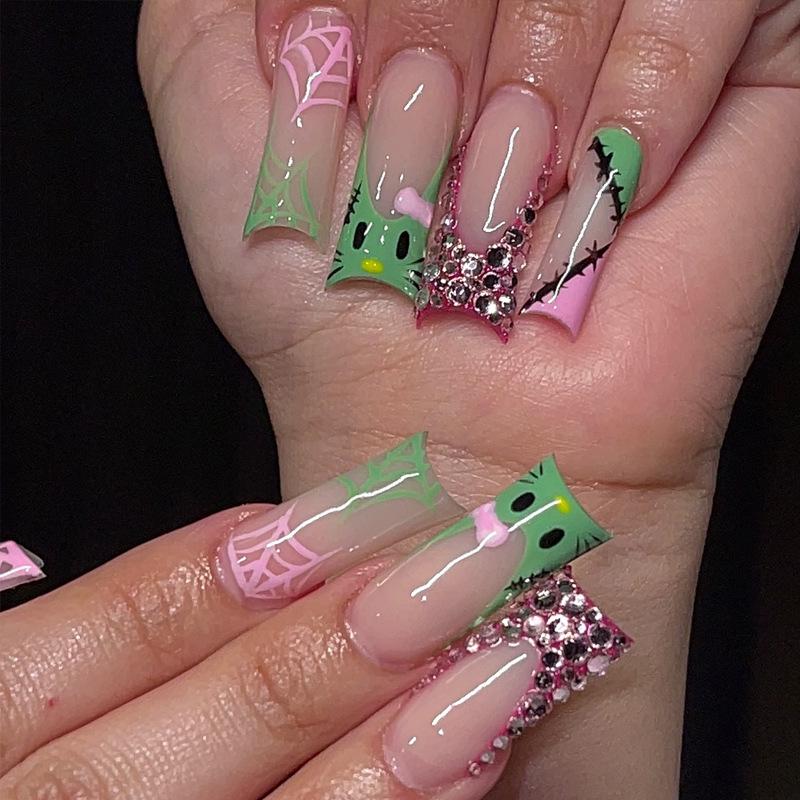 Europäische und amerikanische Gradient Pfirsichblüten Ballett Kurze Nagelspitzen