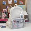 Schoolbag Double shoulder transparent pain bag Student 2nd to 6th grade Junior high school large capacity schoolbag Millet bar storage pain layer 