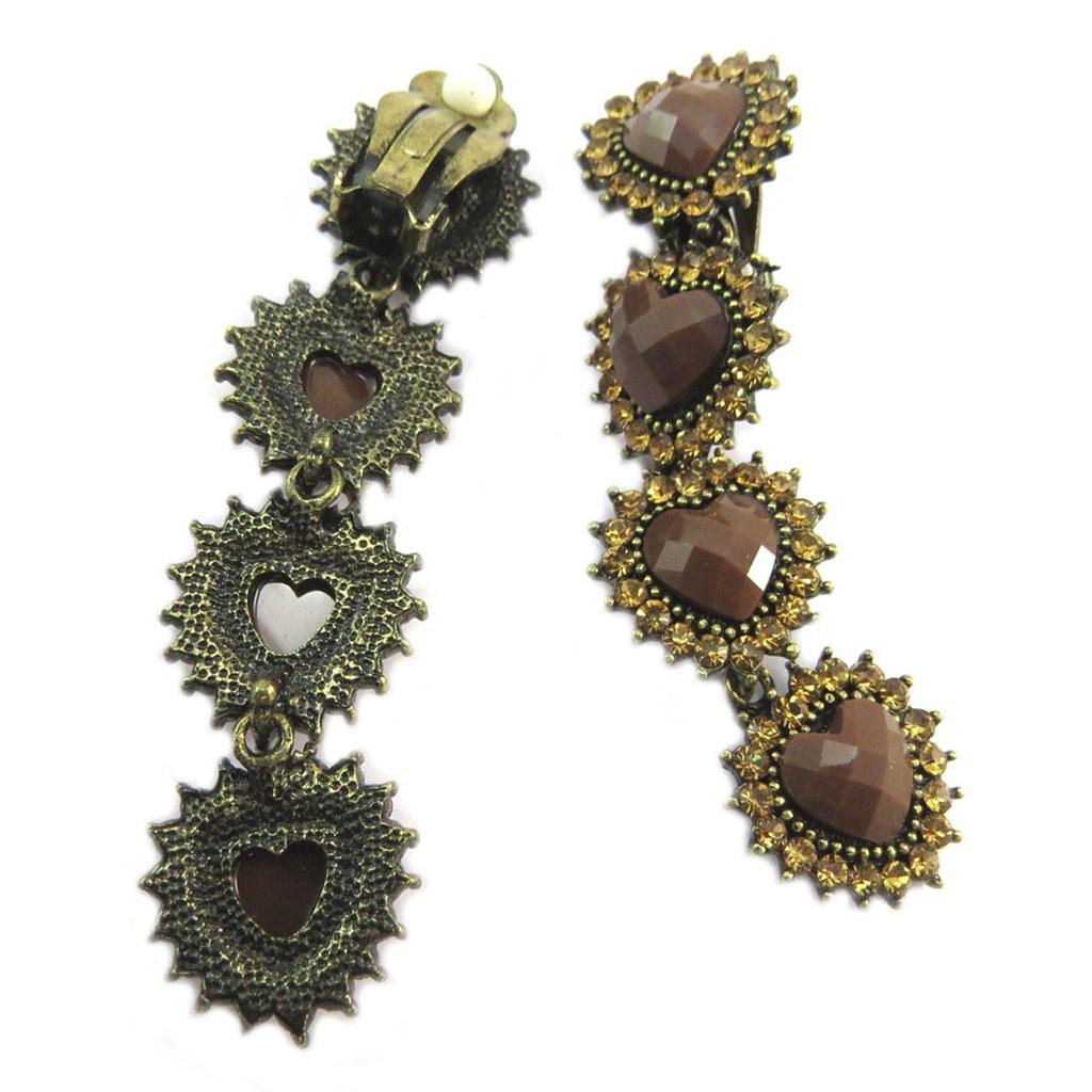 Les Trésors De Lily [P4836] - Clips Créateur 'Sissi' marron (coeurs) - 70x15 mm