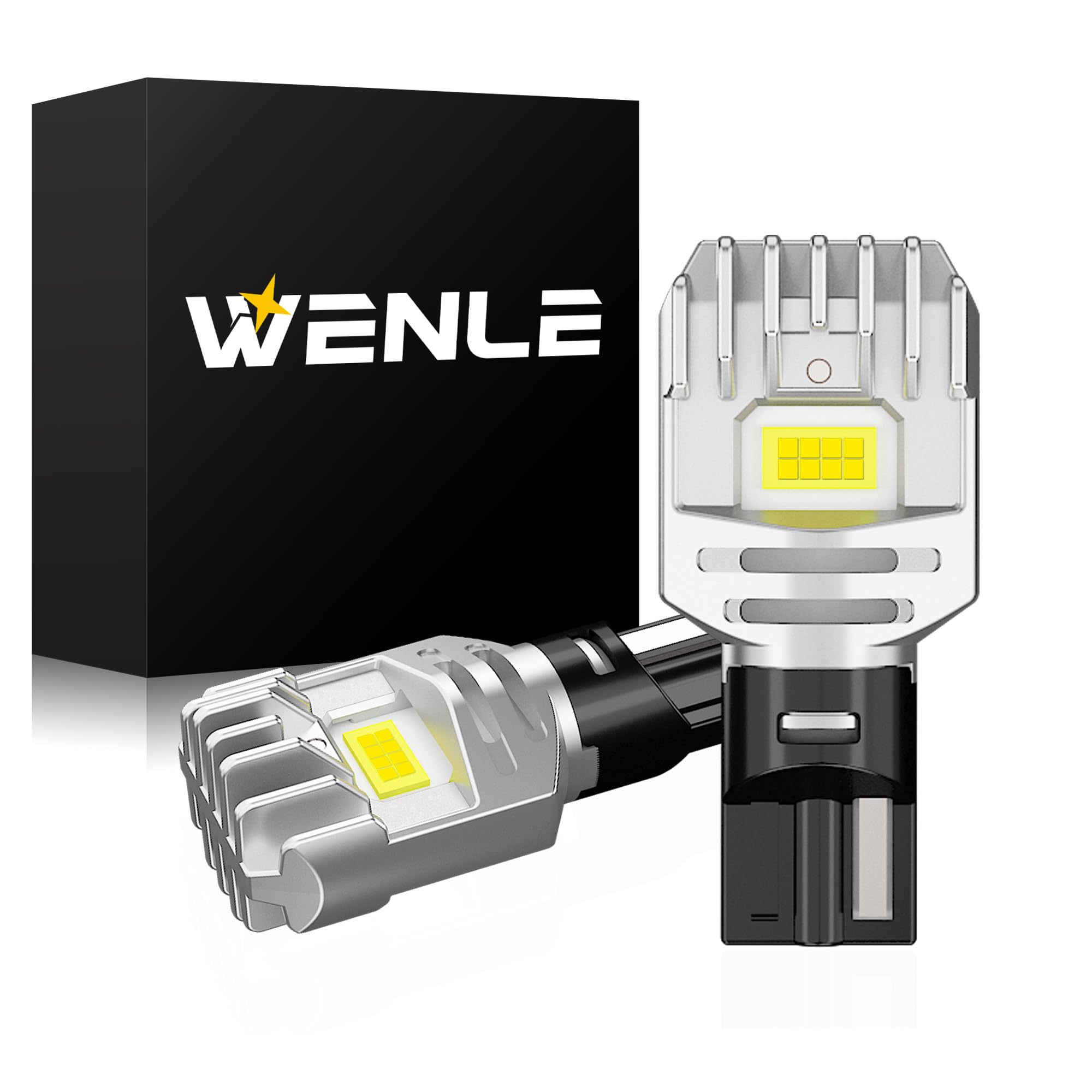WENLE T16 LED Backup CSP LED White for DC12V Set of 2 and Ultra-Bright Lamps, Dual-Sided Lighting, Built-in Canceller, Headlight-Quality Chips, 6000K, белый