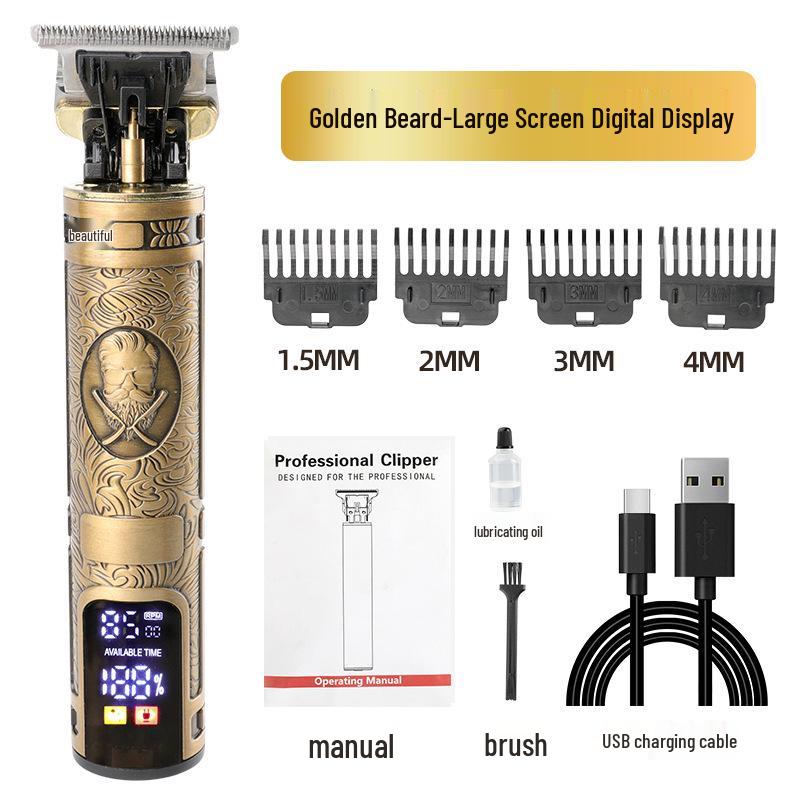 Retro Electric Hair Clipper & Shaver - Special Oil Design for Bald and Styled Heads
