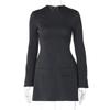 LYRIA Mini šaty bodycon na zip s dlouhým rukávem a kapsou, jednobarevný elegantní outfit, kancelářský streetwear, dámské podzimní zimní oblečení