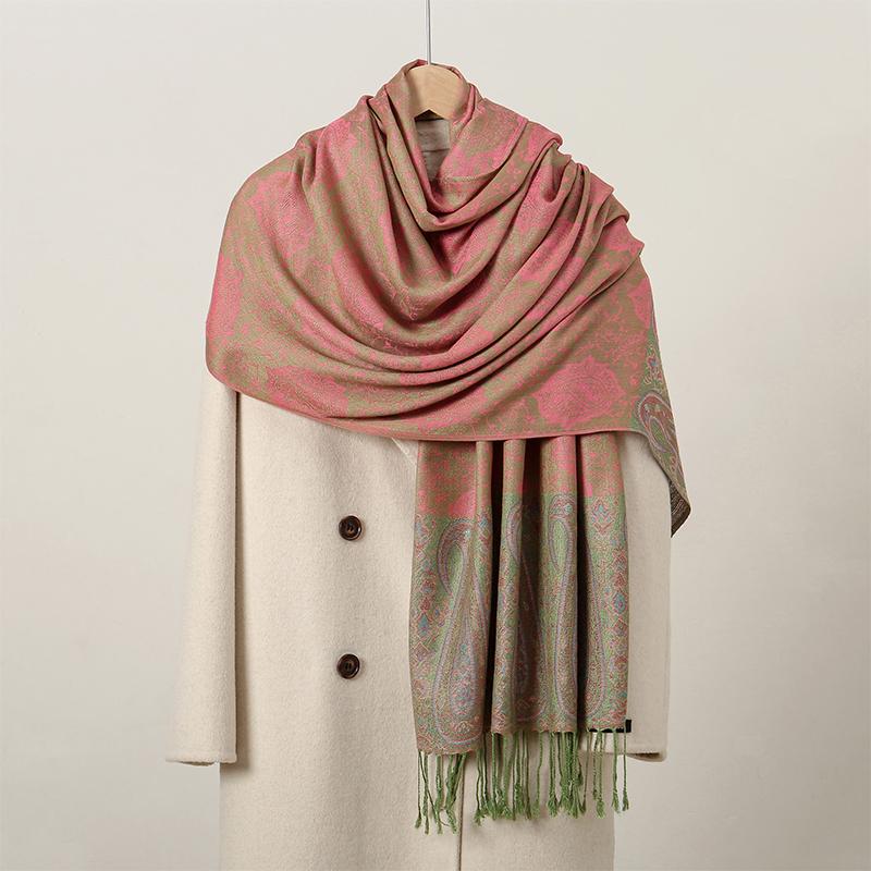 NEW Winter Women Bufanda Jacquard Scarf Printed coquette fashion Silky Long Shawl Ethnic Fringed Travel Scarves