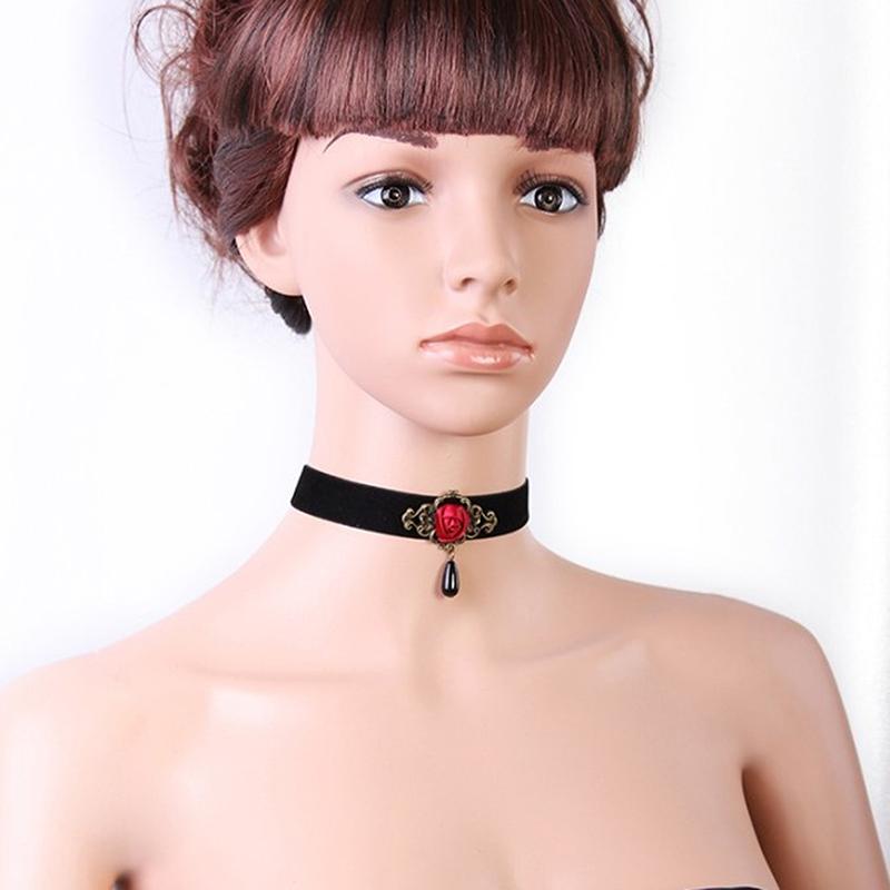 1Pc Elegant Rose Choker Necklace For Women Accessories Gothic Party Jewelry