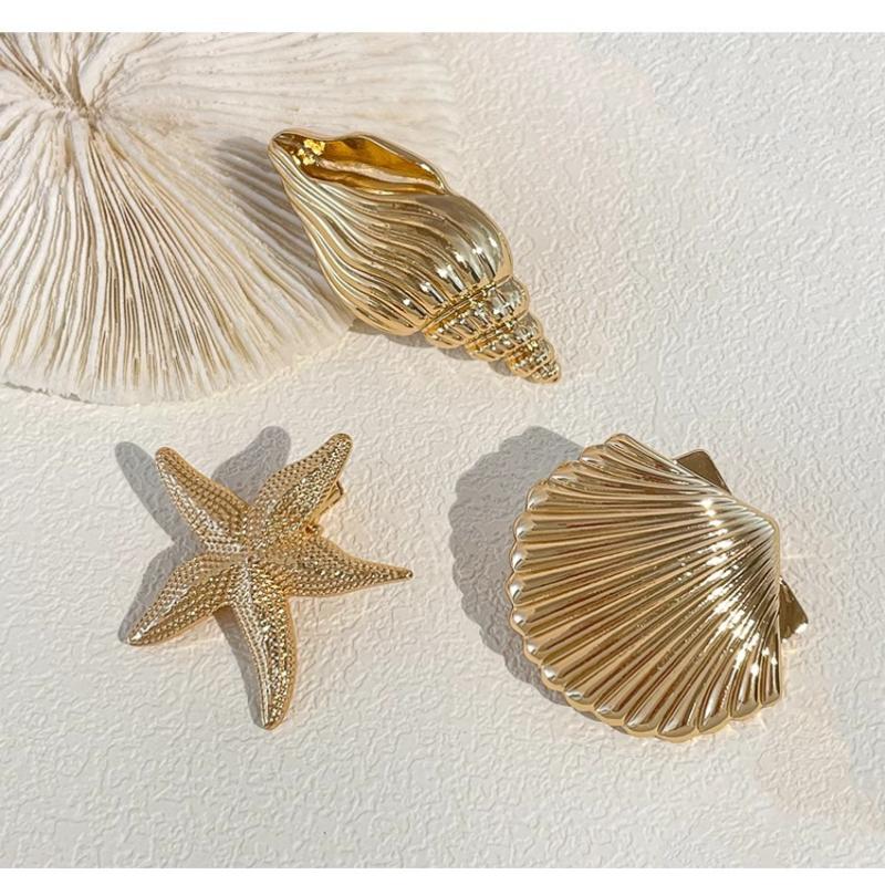 3Pcs/Set Fashion Europe America Golden Starfish Shell Duckbill Hair Clip For Women Elastic Girl Hair Accessories Headwear