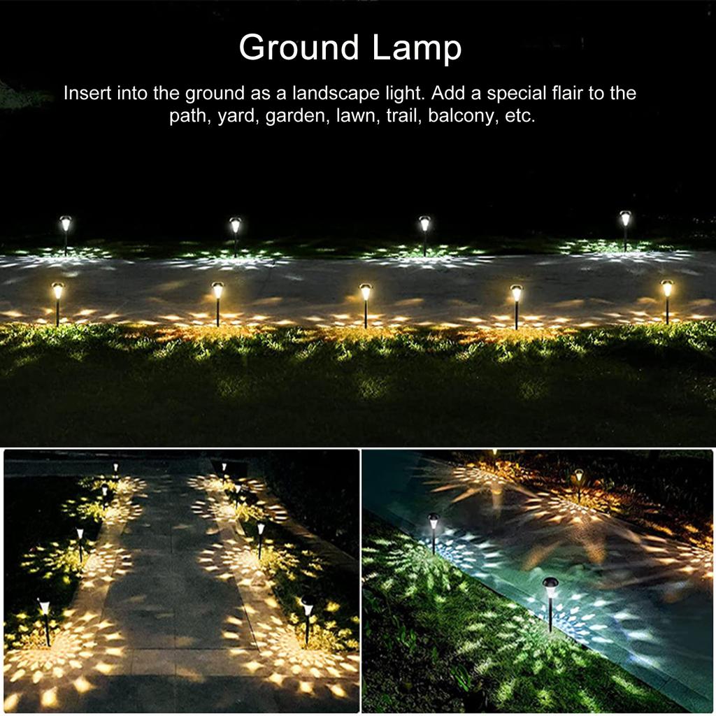 4 Packs Outdoor Lawn Lamp Solar Powered Pathway Light Landscape Decorative Garden Lights Waterproof Glass Lampshade