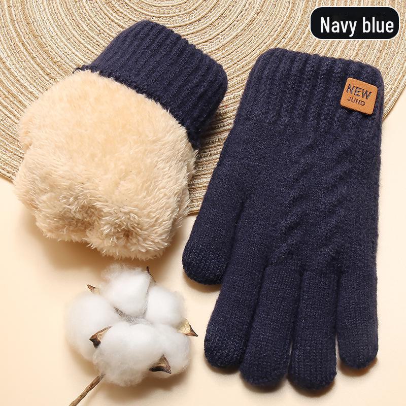 Women's Winter Knitted Gloves, Double-Layer Velvet, Thickened, Cold-Proof, Warm, Touchscreen, Perfect for Outdoor Cycling.