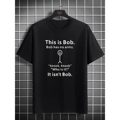Taglie Europee Maglietta Grafica da Uomo 'This Is Bob' - Casual e Comoda, T-shirt Leggera a Girocollo a Maniche Corte con Divertente Stampa di Lettere Inglesi