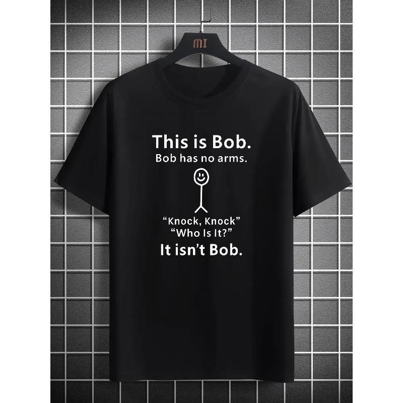 

Европейские размеры Мужская графическая футболка This Is Bob - Повседневная и удобная, легкая футболка с коротким рукавом и круглым вырезом, с забавным принтом английских букв S чёрный
