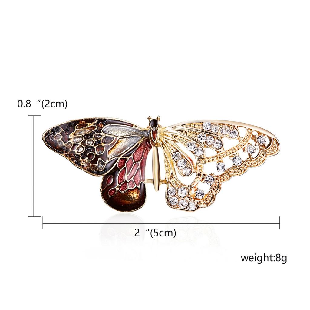 Retro Rhinestone Big Wings Butterfly Brooch For Women Men Elegant Sweet Flying Butterfly Enamel Pins Insect Animal Badge Jewelry