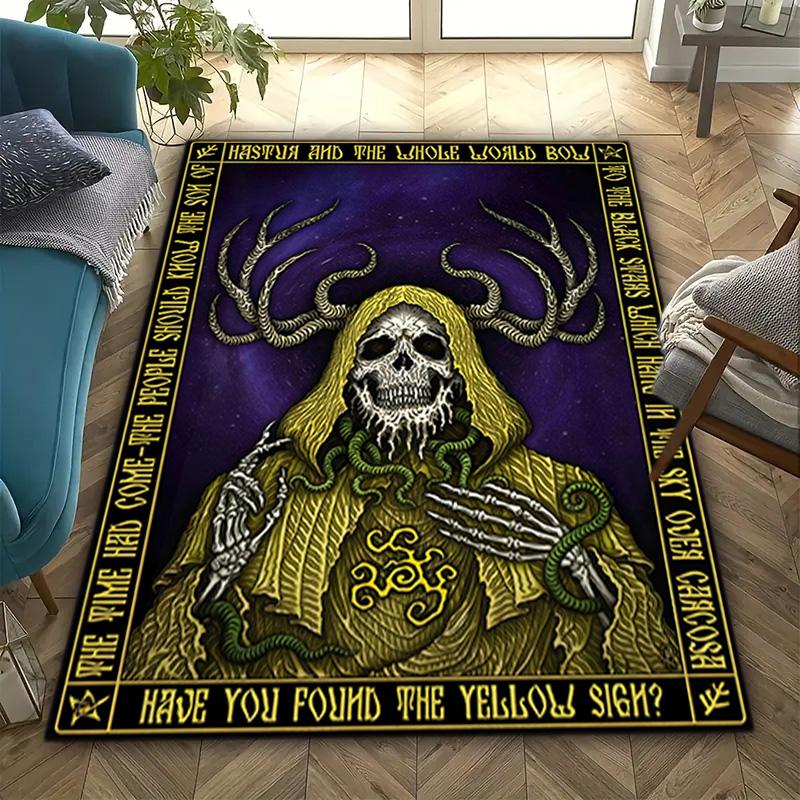 1 STKS Schedel Donker Gotisch Patroon Bedrukte Tapijt Vloerkleed voor Woonkamer Slaapkamer Huis Bank Decoratie, Antislip Vloermat Vloermat