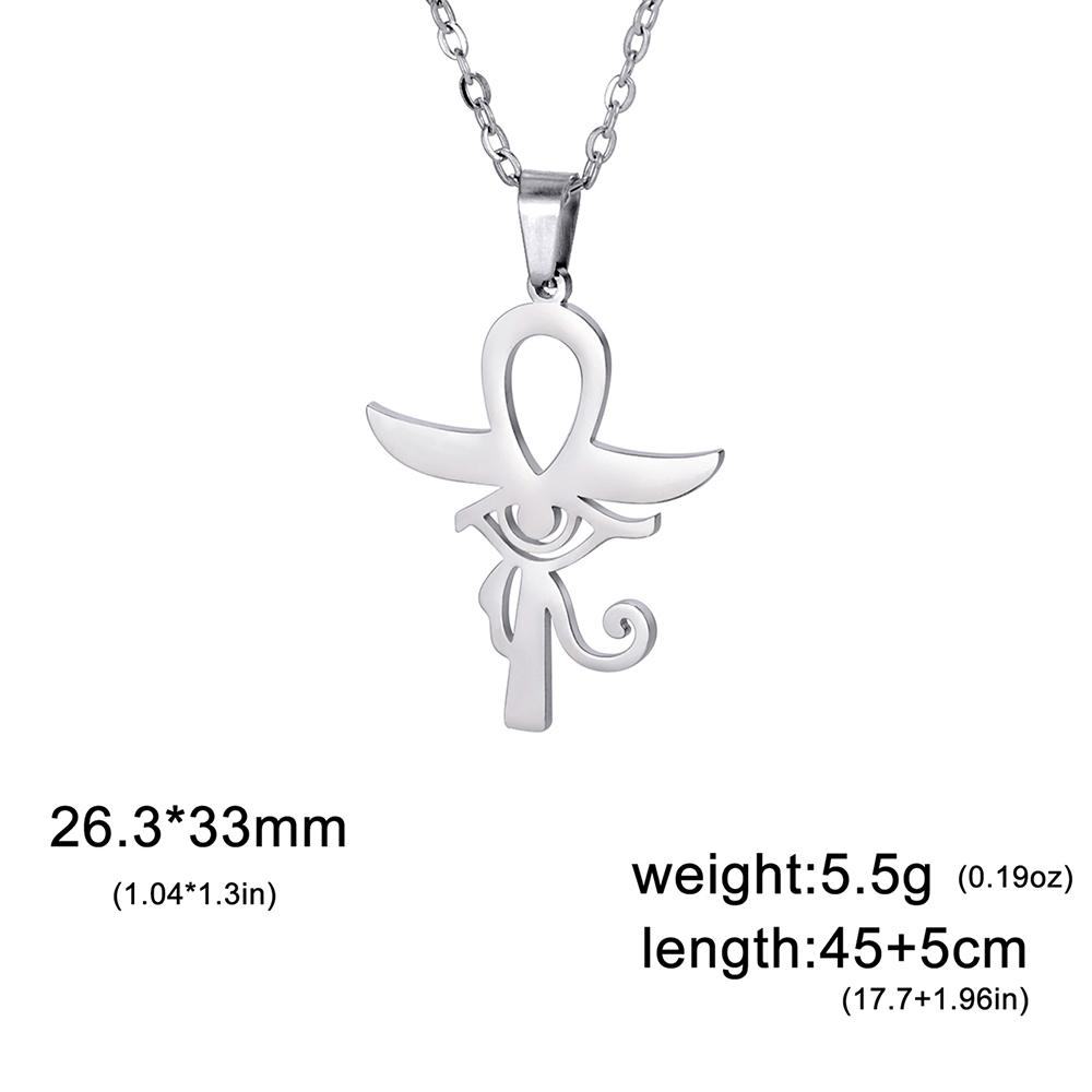 Dawapara Eye of Horus with Ankh Cross Necklace Key of Life Protection Ancient Egypt Jewelry Stainless Steel Necklace