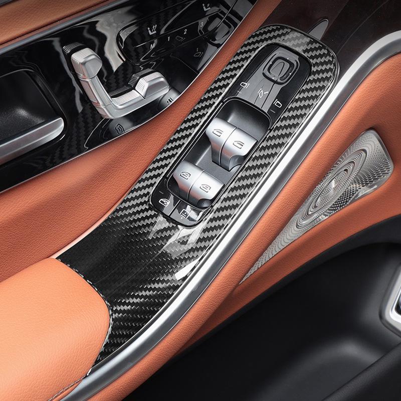 Tantan Carbon Fiber Window Lift Panel for Mercedes-Benz S-Class - Dry Carbon Interior Modification.