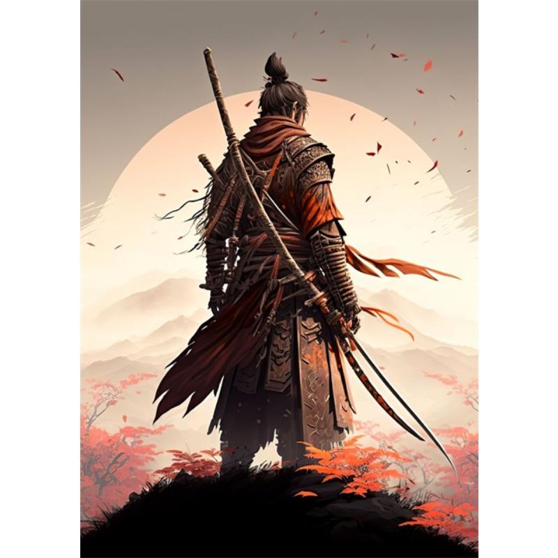 Japanischer Samurai Abstrakte Kunst Leinwandmalerei Samurai Poster und Drucke Wandkunst Bilder für Heimwanddekor Kunstgemälde