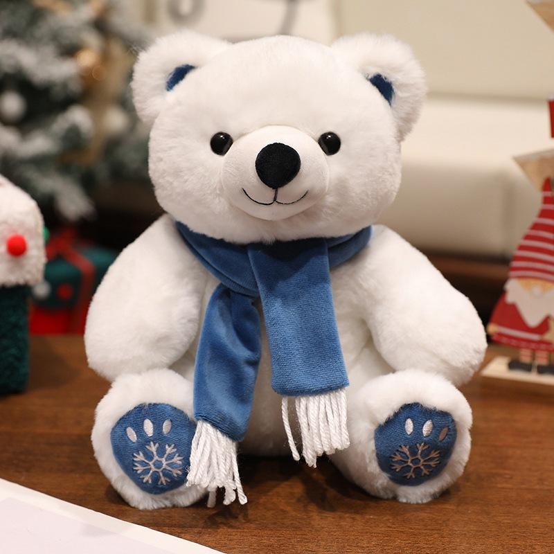 

Cute Christmas scarf polar bear doll plush toy bear hug bear doll children soothing doll 23cm（0.18kg）