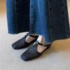 Soft leather version inner height increase cool slippers square head weaving hollow breathable T-buckle with wedge heel sandals women
