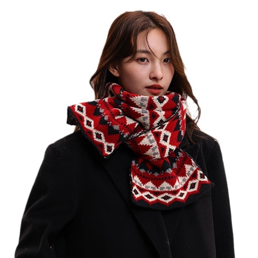 Thickened Women Scarf Jacquard Woolen Neckerchiefs Casual Winter Knitted Scarves  Female