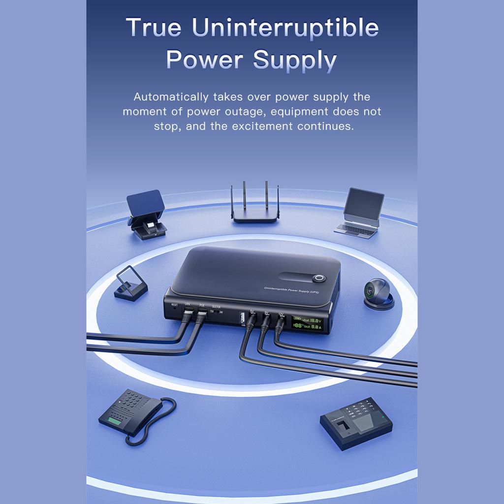 36W UPS Uninterruptible Power Supply with LED Display Multi Voltage Interfaces Seamless Switching for Continuous Power