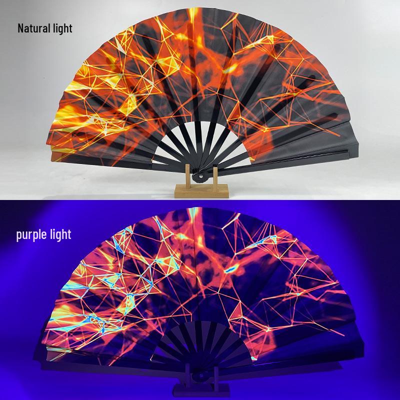 Leuchtender faltbarer Kung-Fu-Party-Fächer mit UV-fluoreszierender Leuchtkraft