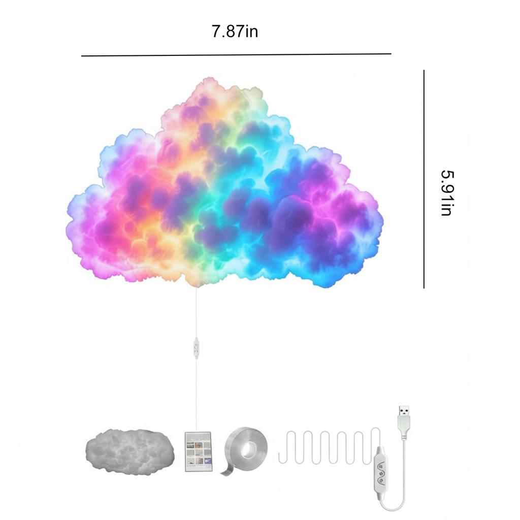 3D Big Cloud Lightning Light USB-Powered Music Sync Color Changing Led Lights for Adults Kids Indoor Home Bedroom