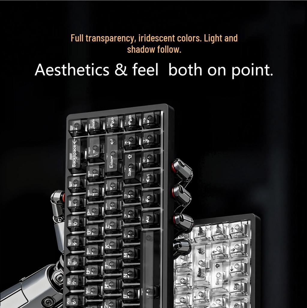 Russian Language Transparent PC Magnetic Axis Personalized Keycaps for Mechanical Keyboards