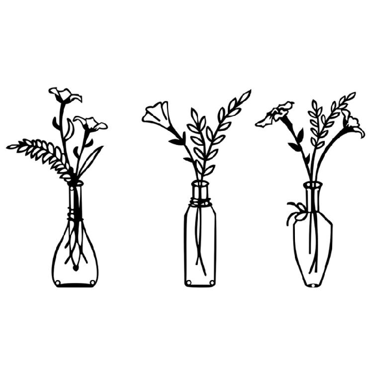 Metal Flower Vase Wall Decorations, Metal Flower Vase Wall Arts Sign Metal Decorations