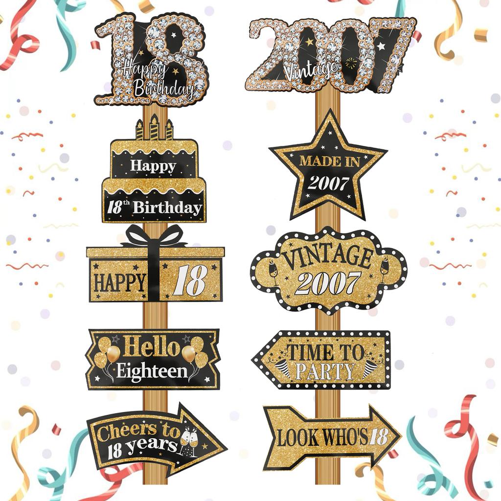 Black Gold Birthday Decor Rose Gold Birthday Party Sign Party Decorations Happy 18th 30th 50th Birthday Party Decorations Signs