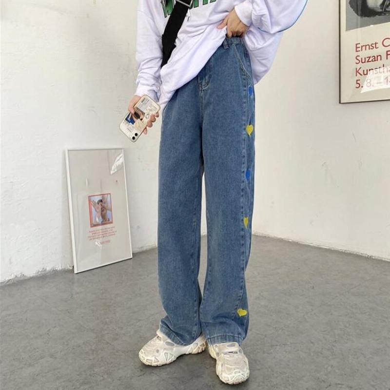Mujer Jeans Ropa de cintura alta Pierna ancha Ropa vaquera Azul Streetwear  Vintage Calidad Harajuku Pantalones largos rectos comprar a buen precio —  entrega gratuita, reseñas reales con fotos — Joom