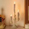 Wooden Beads Taper Candle Holder Metal Candlestick for Home Decors Weddings Party and Dining Table Centerpieces Display