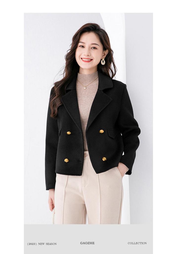 2025 Autumn/Winter Women's Double-Sided Cashmere Coat, Short Suit Collar, Korean Style, 100% Wool.