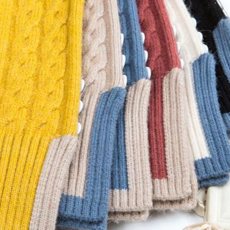 Sweter damski jesienno-zimowy lekki ciepły dzianinowy elastyczny top z długim rękawem