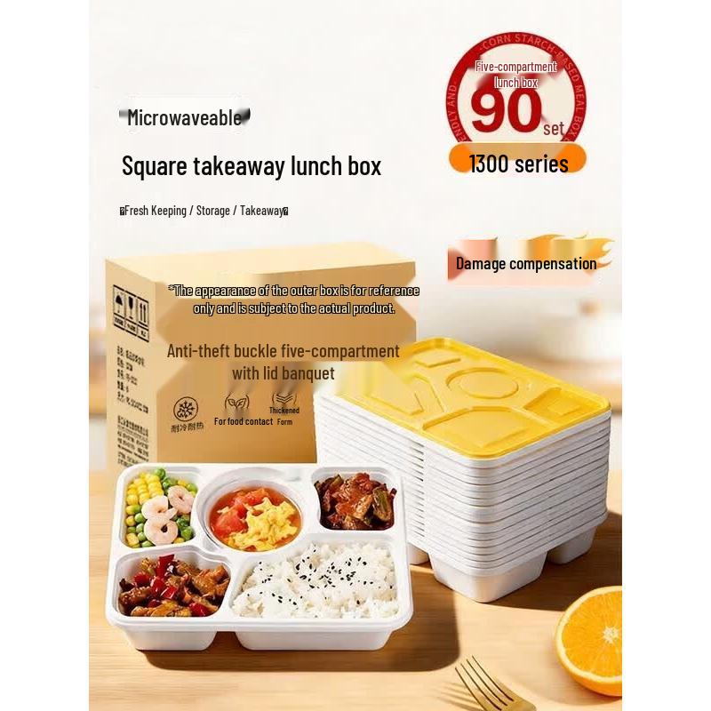 HANDUNYOU Disposable Food Grade Compartmented Lunch Box